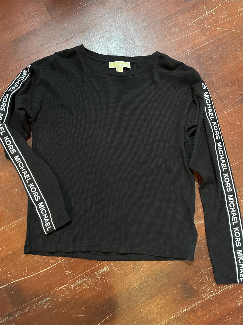 Michael Kors Black Knit Top with Gold Logo Tag